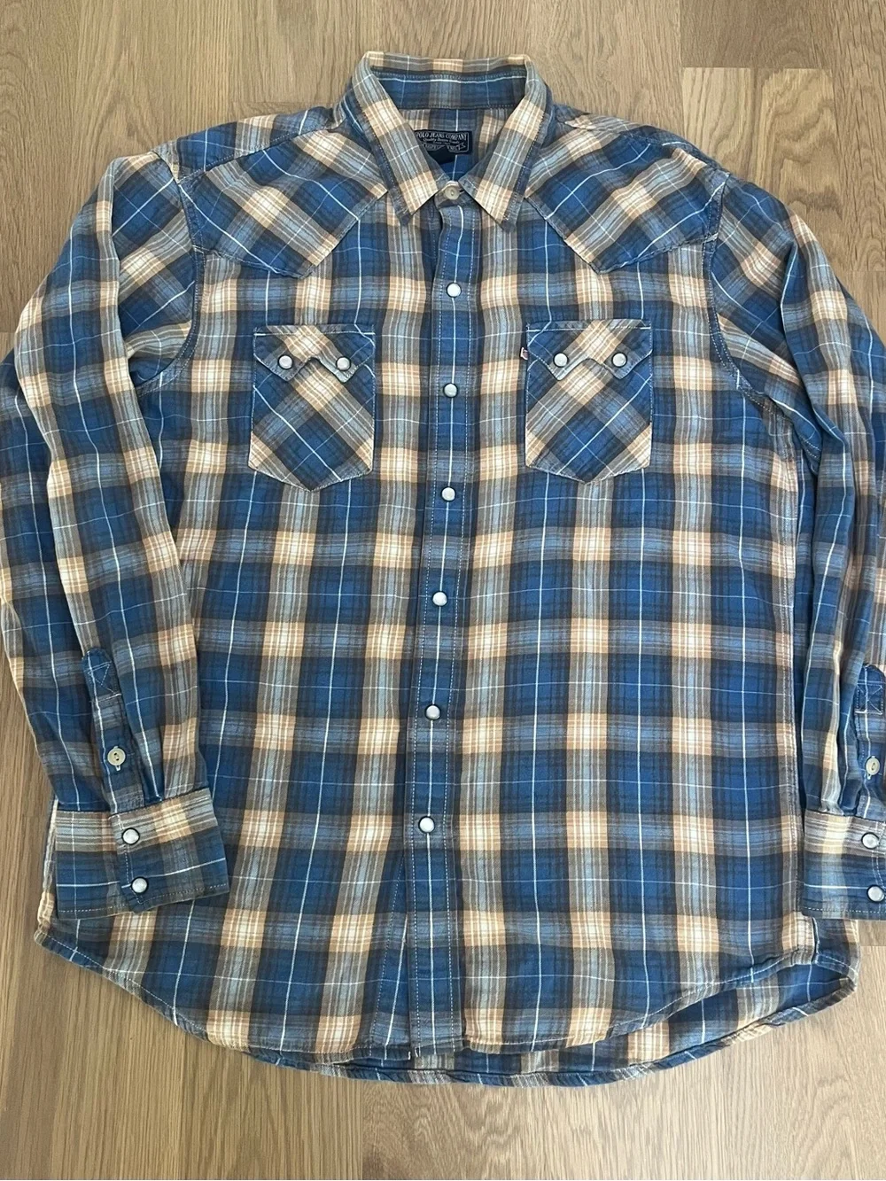 Polo Jeans Company Ralph Lauren Western Pearl Snap Plaid Shirt. Sz large